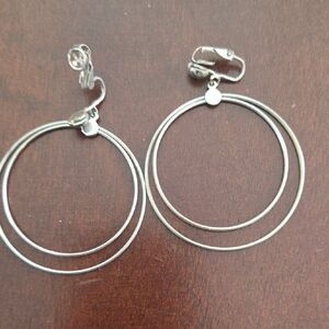 Chic Double Hoop Silver Earrings